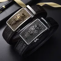 Leather belt young and middle-aged men high-end business automatic buckle belts leisure joker alligator strap ▪