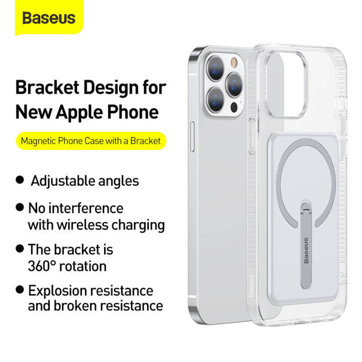 baseus-เคสโทรศัพท์แม่เหล็กพร้อมขายึดสำหรับ-iphone-13-pro-max-เคสที่วางโทรศัพท์รองรับเคสชาร์จไร้สายฝาหลัง-case