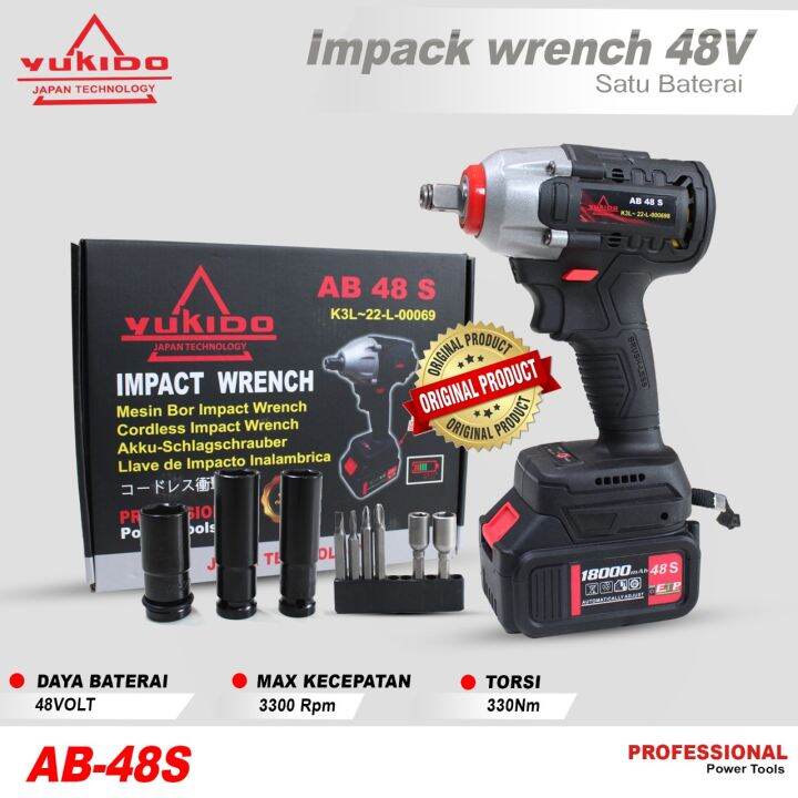 Mesin Impact Baterai Cordless Impact Wrench BRUSHLESS 48S YUKIDO ...