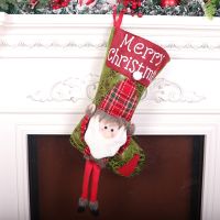 Christmas Stockings Santa Claus Snowman Socks Long Leg Candy Short Plush Decoration Gift Bag Xmas Fireplace Party Navidad Socks Tights