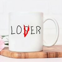 White Mug LOSER LOVER Ceramic Mugs Fun Casual Print Water Cup Nordic Coffee Mug with Big Handrip Recyclable Juice Mugs