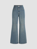 Cider Denim Mid Waist Pocket Wide Leg Jeans