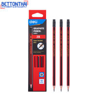 Deli 10902 Graphite Pencil 2B ดินสอไม้ ขนาด 2B (แพ็ค 12 แท่ง) ดินสอ เครื่องเขียน อุปกรณ์การเรียน ดินสอ2B ดินสอทำข้อสอบ