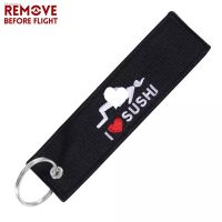 ⊕┋✻ 1 PC NOT HIS BIKE Car Keychain Embroidery I LOVE SUSHI Key Holder Tags Llavero OEM Keyring Key Tag for Motorcycle Cars Gifts