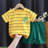 2023 New Summer Children Short-sleeved Suit Pure Cotton Girls Boys T-shirt + Pants Baby Kids Clothes Version Children clothing