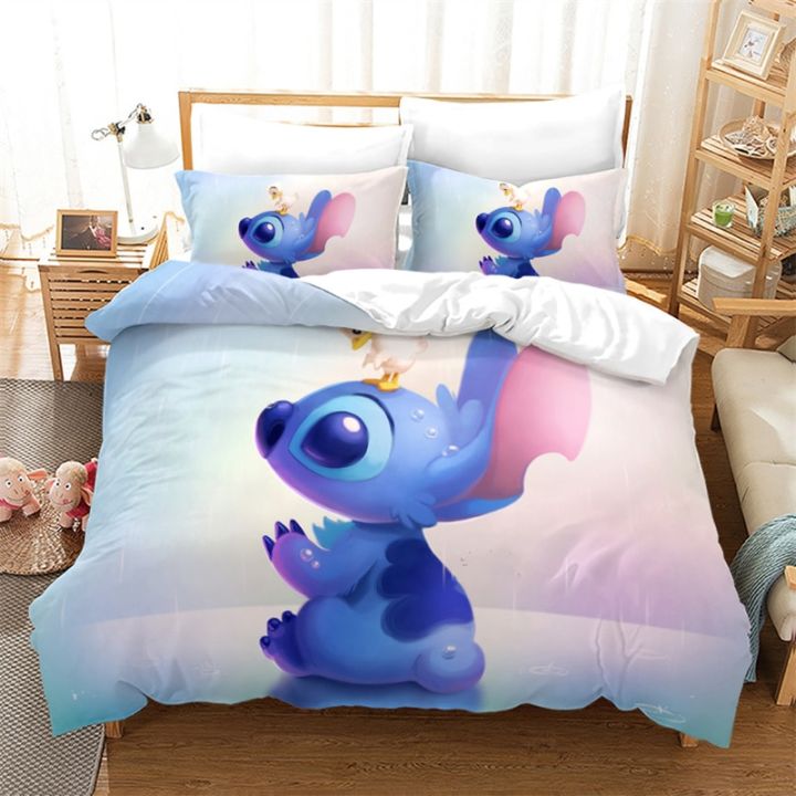 ชุดเตียงลาย-stitch-ผ้าคลุมเตียงการ์ตูนเตียงควีนแบบเดี่ยวคู่ผ้าปูเตียงขนาดคิงส์ไซด์ชุดเครื่องนอนสำหรับห้องนอนเด็กผู้ชาย