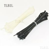 100Pcs 8 inch 2mm x 200mm White Black Self-Locking Plastic Cable Zip Ties Cable Loop Ties Cable Management