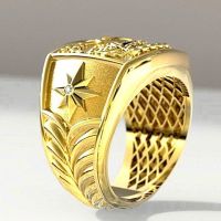 Bohemia Domineering Soldier Badge Armor Mens Ring Vintage Punk 14k Gold Handmade Carved Ring Fine Jewelry