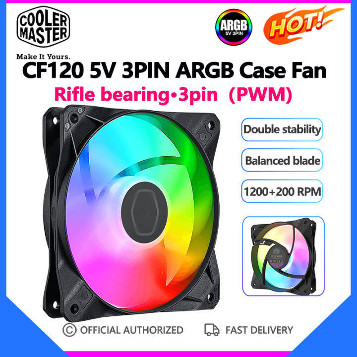 Cooler Master CF120 ARGB Case Fan 5V 3PIN PWM 120mm Quiet Black