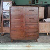 ตู้ไม้สัก (teak cabinet) ขนาด กว้าง80xลึก40xสูง100Cm สีเสี้ยนดำ รุ่น 8 ลิ้นชัก ดีไซน์เรียบหรู เข้ากับบ้านทุกแบบ ไม้แห้ง งานสีขัดละเอียด เรียบเนียน