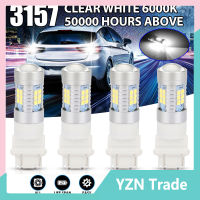 4ชิ้นอลูมิเนียมรถยนต์หลอดไฟ3157 3156 4157 Led ย้อนกลับเบรกเลี้ยวหลอดไฟ1260lm 6000พันซีนอนสีขาว【fast】