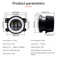 Angel Eyes รถหมอกหน้าโคมไฟกันน้ำ6000K 4นิ้วไฟ Led สีขาวสีเหลือง DRL สำหรับ Auto Jeep Wrangler