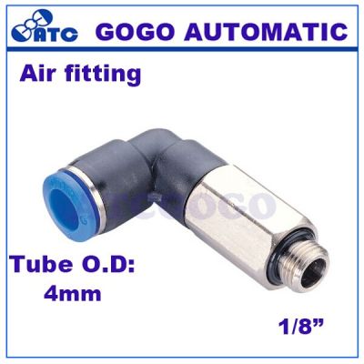 GOGO 10pcs a lot L type 4mm 1/8 BSPP threaded elbow pu hose connector 90 degree PLL 4-G01 nylon pipe joint pneumatic air fitting Pipe Fittings Accesso