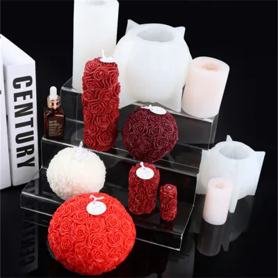 3D Aroma Candle Making Mold DIY Silicone Candle Mold Rose Ball Shape Candle Mold 3D Aroma Candle Making Mold Soap Making Silicone Mold Romantic Wedding Decoration Supplies Candle Wax Mold Candle And Soap Making Mould Silicone Mold For Candle And