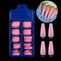 100Pcsset Fake Nails Set Acrylic Candy Color Full Cover Ballerina Matte False Nail Tips Manicure Extension DIY Nail Art