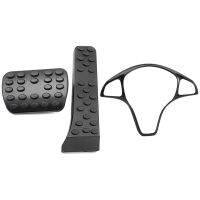 2 Set Car Accessories: 1Pcs Carbon Fiber Type Steering Wheel Cover &amp; 1 Set Car Brake Pedal No Drill Foot Pedal Pads