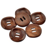 10 Beautiful Coffee Brown Wooden 4 Holes Round Wood Sewing Buttons 30mm 7NK105