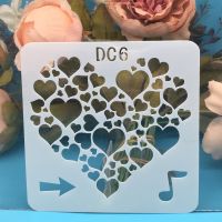 13 ซม.เพลงหมายเหตุ Love Heart DIY Craft Layering Stencils สีผนังสมุดภาพแสตมป์ลายนูนอัลบั้มตกแต่งแม่แบบ-mu xuan trade