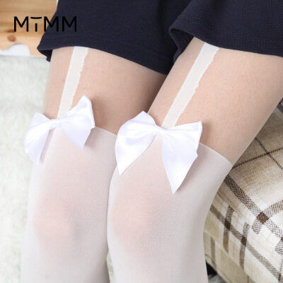 【MTMM】 MTM018 เซ็กซี่ loli สายรัดโบว์ปลอมสูงถุงน่องปลอมถุงน่องก้นปลอม