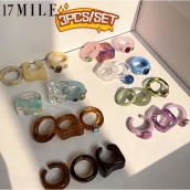 17MILE 3pcs set Creative Transparent Irregular Resin Ring Colorful Halo Dyeing Acrylic Ring Ladies Jewelry Accessories Gift