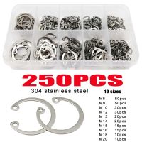 250Pcs C-clip Washers M8 M9 M10 M12 M13 M14 M15 M16 M18 M20 Internal External Retaining Circlips Retaining Ring Stainless Steel Nails Screws  Fastener