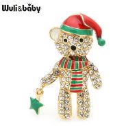 【YF】 Wuli baby Rhinestone Brooches Enamel Hat Brooch Pins Gifts