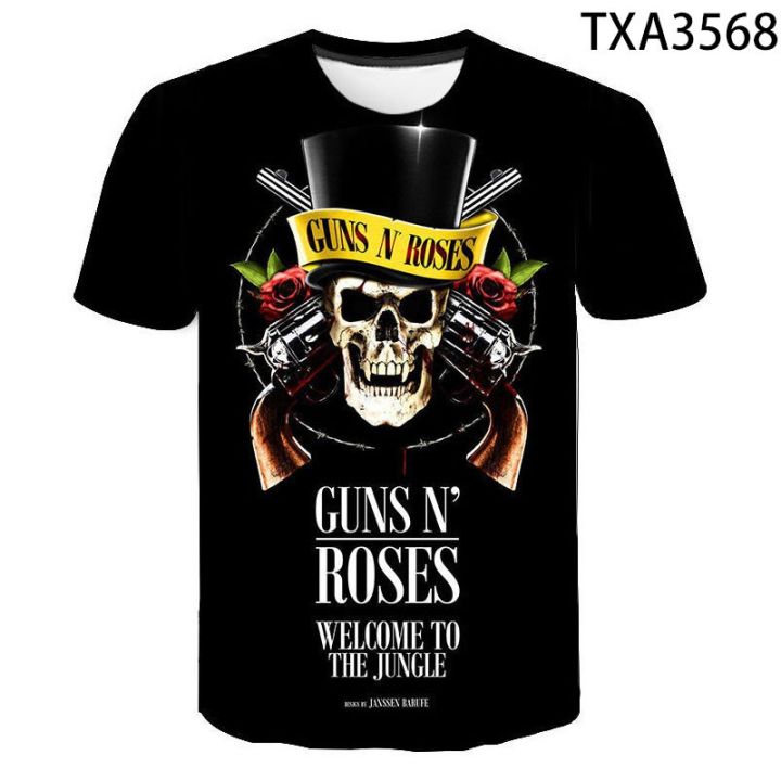summer-3d-printed-guns-n-roses-pattern-comfortable-breathable-men-and-women-of-the-same-short-sleeved-shirts
