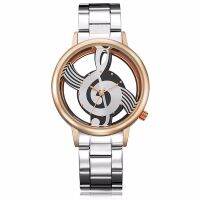 Creative Fashion Women Music Note Notation Watch Stainless Steel Hollow Silver Womens Watches Casual Ladies Skeleton Watch