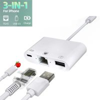 Lightning to RJ45 Ethernet Adapte iPhone to Ethernet RJ45 Wired Network 3 in 1 USB 3.0 Hub OTG Adapter for iPad iPhone  USB Network Adapters