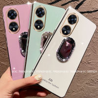 Phone Case เคส OPPO A38 4G กรอบหลังเคลือบด้วยกระจกพลอยเทียมหรูหราที่วางโทรศัพท์ OPPOA38เคสโทรศัพท์4G 2023