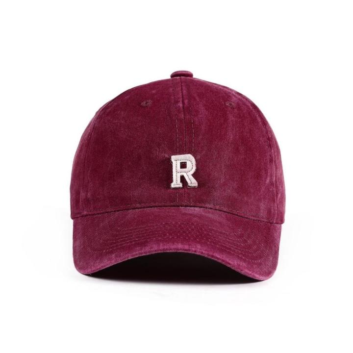 japanese-retro-washed-distressed-and-embroidered-r-label-peaked-cap-outdoor-mens-sun-protection-and-visor-womens-baseball-cap