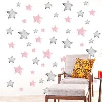 56 Hand Painted Pink Grey Stars DIY Wall Stickers Removable Vinyl Wall Decals for Kids room Girls Bedroom Decor Wall Decoration Stickers