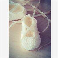 hot【DT】 QYFLYXUE Baby Photography prop white ballet shoes hand colored ribbon