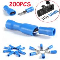 200/100PCS Female Male Cold Pressing Insulated Plug Electrical Wire Cable Splice Crimp Spade Lug Terminals Connector 16-14 AWG