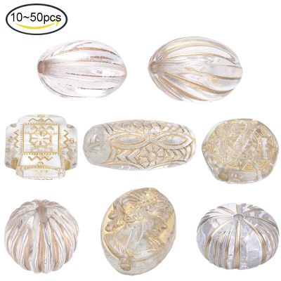 10-50pcs Transparent Acrylic Beads Round Golden Metal Enlaced Clear Beads for Jewelry Making DIY Handmade Bracelet Wholesale Headbands