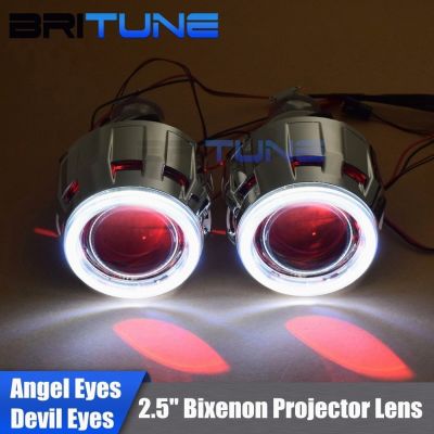 ✵♗ LED Angel Devil Eyes Bi-xenon Projector H4 H7 Headlight Lenses COB DRL Halo Lens Mini 2.5 For Car Lights Accessories Retrofit