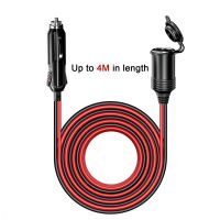 12V/24V 4m on-board 26FT heavy duty cigarette lighter female power extension cable with indicator light waterproof cover.