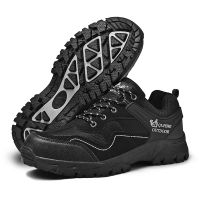 Mens Waterproof Hiking Shoes Leather Low-Top Hiking Shoes for Outdoor Trailing Trekking Camping Walking