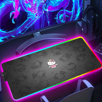 Hellos Cat s แผ่นรองเมาส์ RGB แล็ปท็อป Mat Gamer อุปกรณ์เสริมคีย์บอร์ดโต๊ะคอมพิวเตอร์ Deskpad LED Mousepad Tapis De Souris