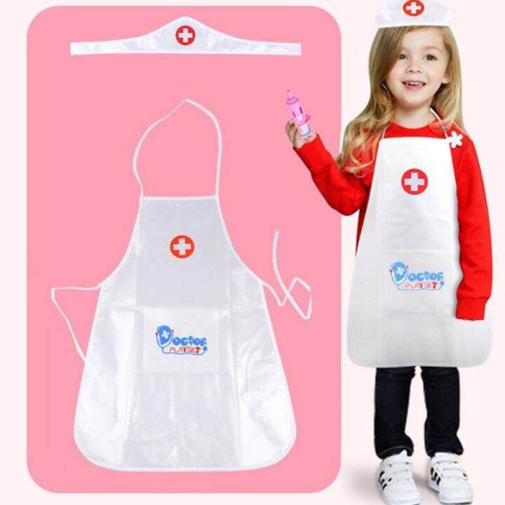 Catonna Children Doctor Nurse Costume Adjustable Apron with Headdress