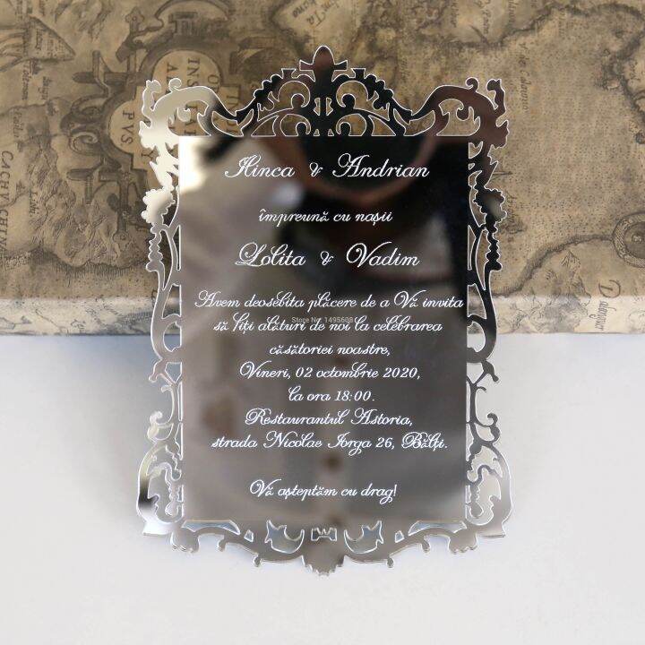 Acrylic Invitation Acrylic Menu Card/ Laser Etched/Engraved Mirror