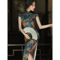 ผู้หญิงฤดูร้อน Cheongsam R สไตล์จีน Vintage A-Line Slim Elegant Qipao Oriental Party Dress S To XXL