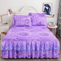 Pink Plaid Cute Collocation Ed Skirt Home Textile Bedding 3pcsset(1Bed Skirt + 2pcs Pillowcase) Bed Sheet KingQuee Size F0547