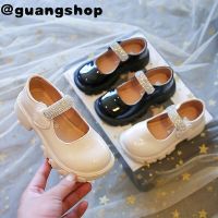 guangshop สไตล์ Rhinestones Shining Girls สิทธิบัตรหนังแบนรองเท้า Velcro Anti-Slippery รองเท้าเด็ก Soft Sole 3-16ปี T22N07CC-25