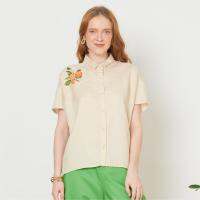 C&amp;D Linen Shirt เสื้อเชิ้ต แขนสามส่วน ลายส้ม พื้นสีครีม เนื้อผ้าลินิลพรีเมี่ยม เสื้อเชิ้ตหญิง เสื้อผ้าผญสวยๆ เสื้อแฟชั่น เสื้อแฟชั่นผญ (CWJNBE)