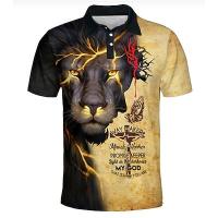 Shirt, 2023 Polo NEW Mens Golf Shirt, Letter, Lion Graphic Print, Turn Yellow, Outdoor Street Short Sleeve, Button Print Clothing, Sportswear, Fashion Street Clothing Designer cheap