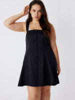 Cider Square Neck Ruffle Button Mini Dress Curve &amp; Plus