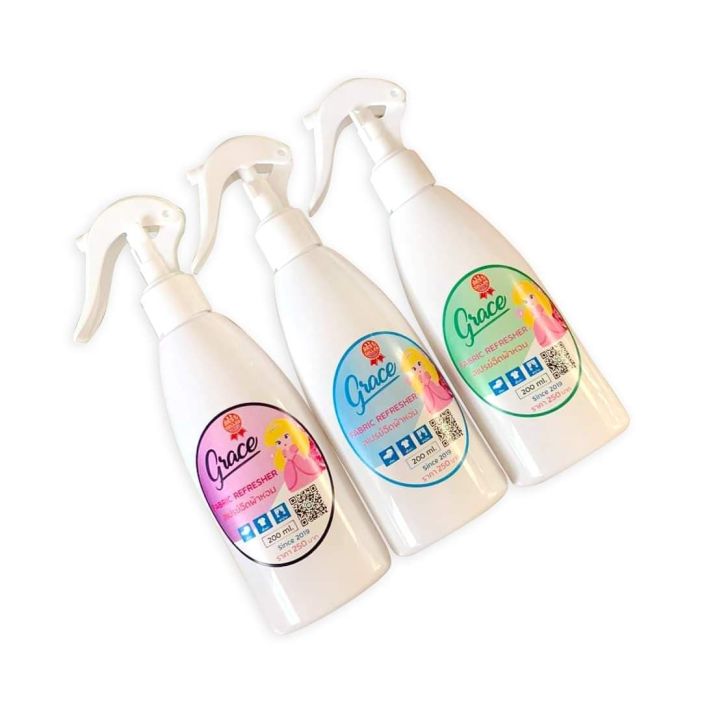 sprayน้ำหอมฉีดผ้ายี่ห้อgrace-fabric-scent-spray-จัดเซ็ท3ขวดเลือกสีได้