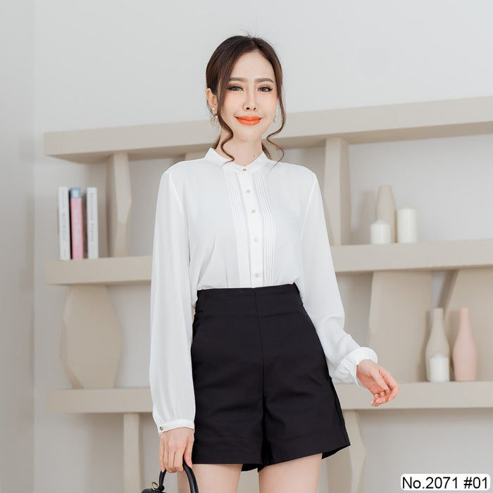 เสื้อทำงาน-miss-daisy-no-2071-เสื้อแขนยาวสีพื้น-solid-long-sleeve-blouse