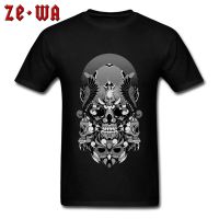 Punk Style Skull Owl Statue Man Top T-shirts Crew Neck 100% Cotton Tops Tees Novelty Hipster Digital Print Black T Shirt Mens - T-shirts - AliExpress